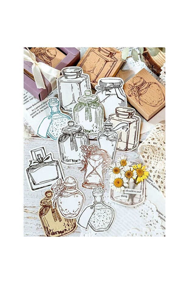 1 adet şişe ahşap stamp - Numara : 2 - 2