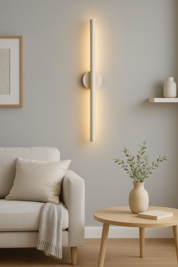 Elysian Gold™ Altın Kumu 70 cm Modern Kablosuz Pilli LED Aplik – Montajsız Duvar Lambası (Pil Dahil) - 2