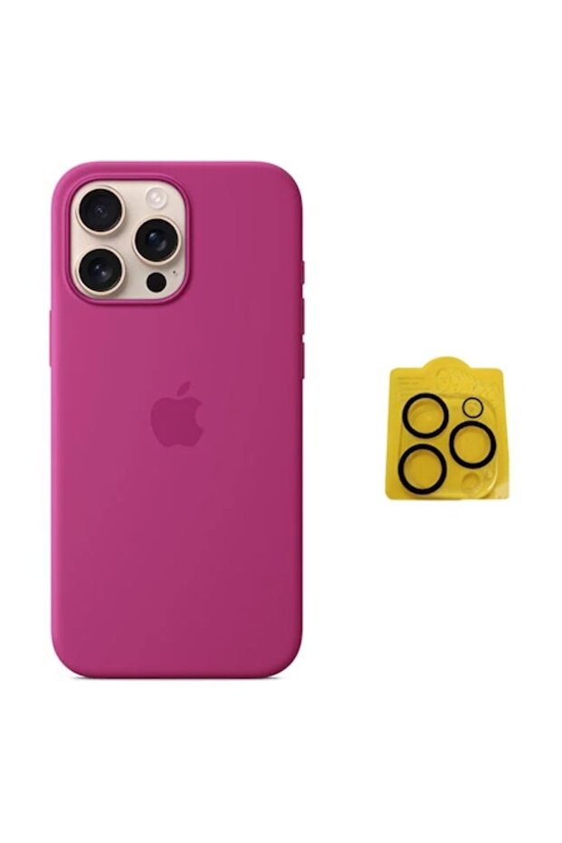 Protective case for Apple Silicone Case with MagSafe for Iphone 16 Pro, Fuchsia - 1