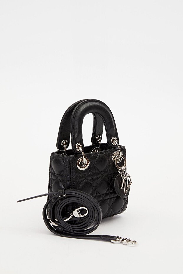 Siyah Mini Form Kapitone El Çantası - 2