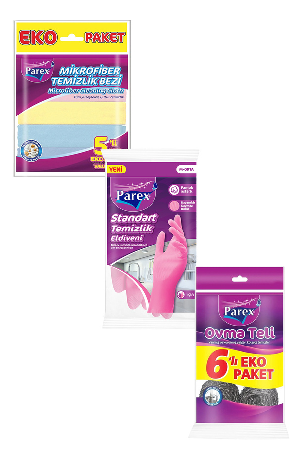 Cleaning Gloves Pack of 6 Scouring Pads and Pack of 5 Microfiber Cleaning Cloths