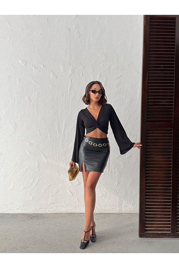 بلوزة مع تطريز أمامي - 2