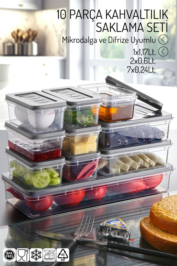 Freshbox 10 Parça Kahvaltılık Saklama Kabı Seti - Kahvaltı Seti - 1