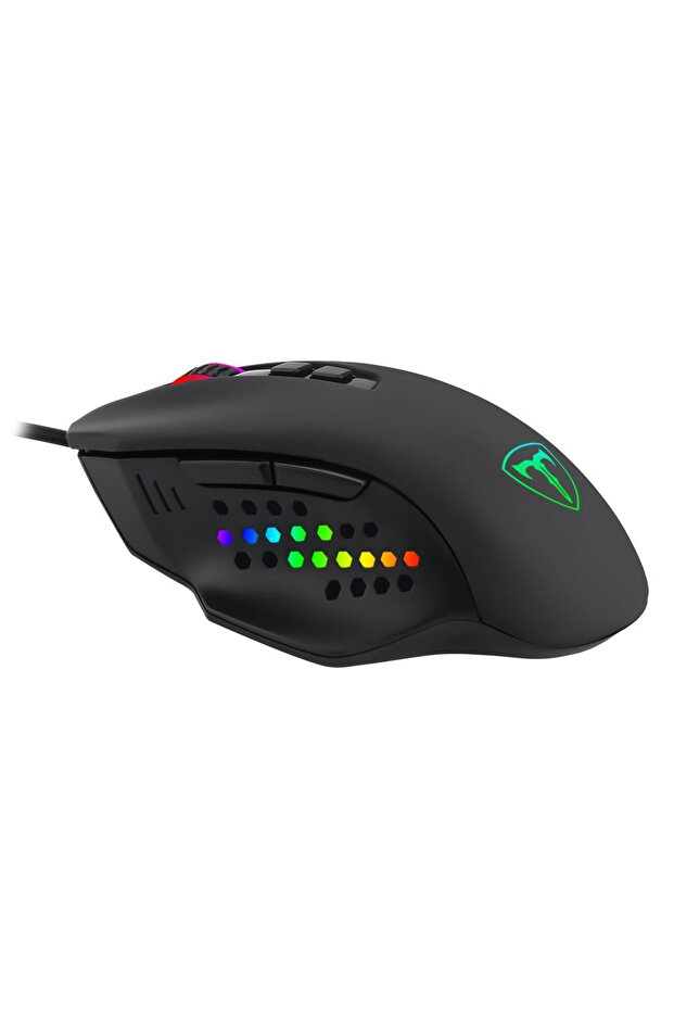 Captain Gaming Mouse, 8000 DPI, Wired Mouse, 8 Buttons, RGB LED Lighting, Black - 1