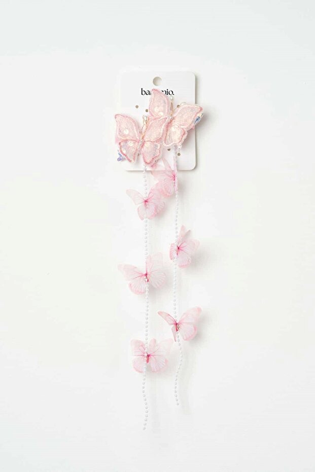 Set of 2 Dangle Clasps with Sequins and Pearl Detailing 3D Butterfly - 1