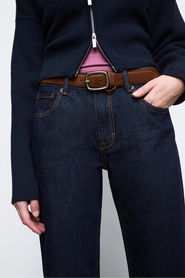 D68 kemerli bootcut jean - 4