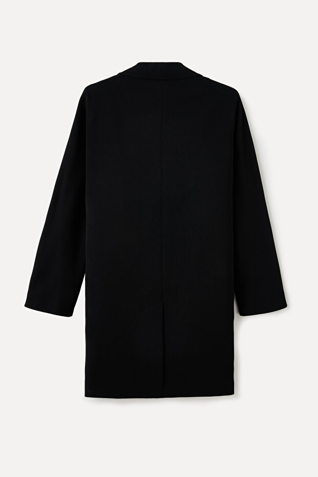 OVERSIZE TEK DÜĞMELİ KISA KABAN - 2