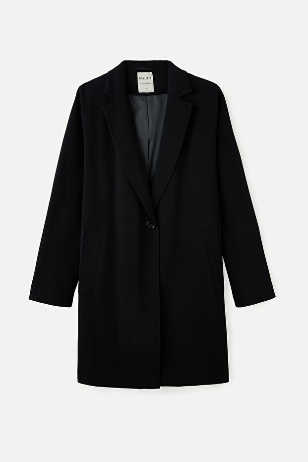 OVERSIZE TEK DÜĞMELİ KISA KABAN - 1