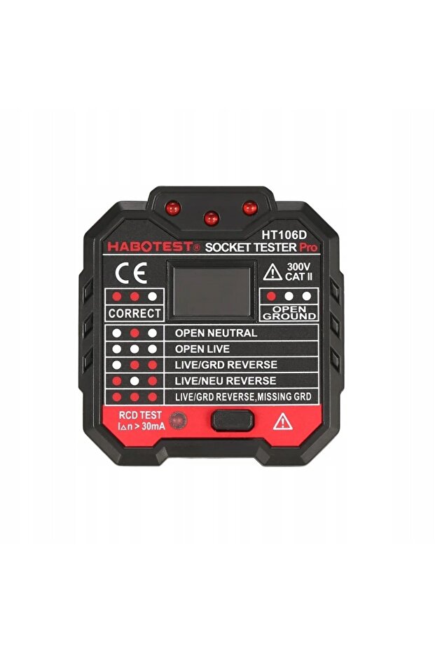 POWER SOCKET TESTER ELECTRICITY METER LCD DISPLAY RCD TEST LED - 6