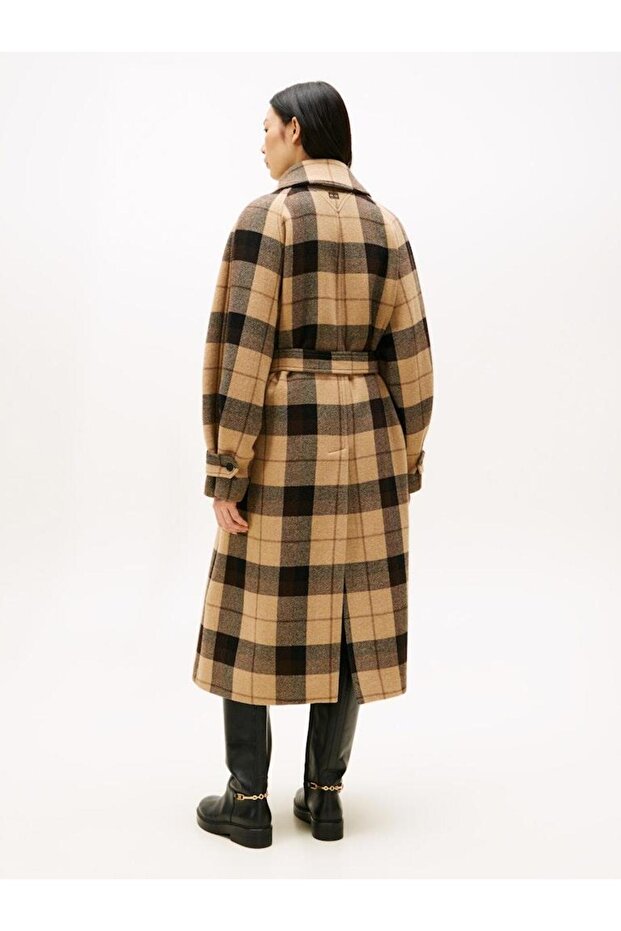 WOOL CHECK BELTED RLX COAT - 5