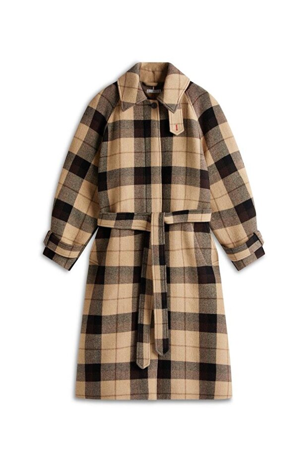 WOOL CHECK BELTED RLX COAT - 3