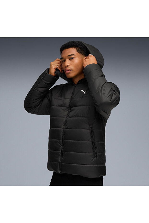 Essentials Hooded Padded Men's Black Hooded Jacket - 1