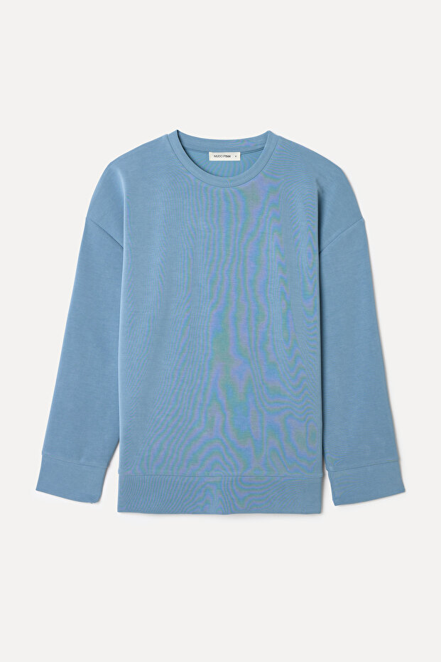 Women's Stone Color Loose Fit Crew Neck Sweatshirt