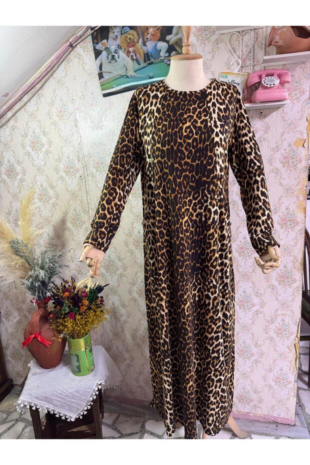 Long Sleeve Printed Pocket Long Women's Dress
