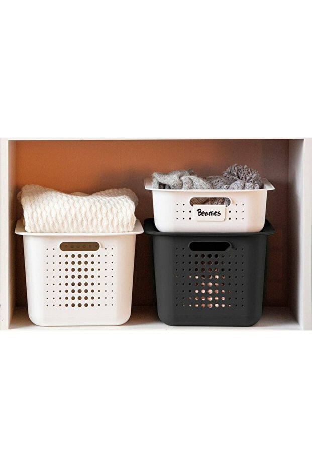 Set of 3 SmartStore Recycled boxes, White, different sizes, with lid - 11