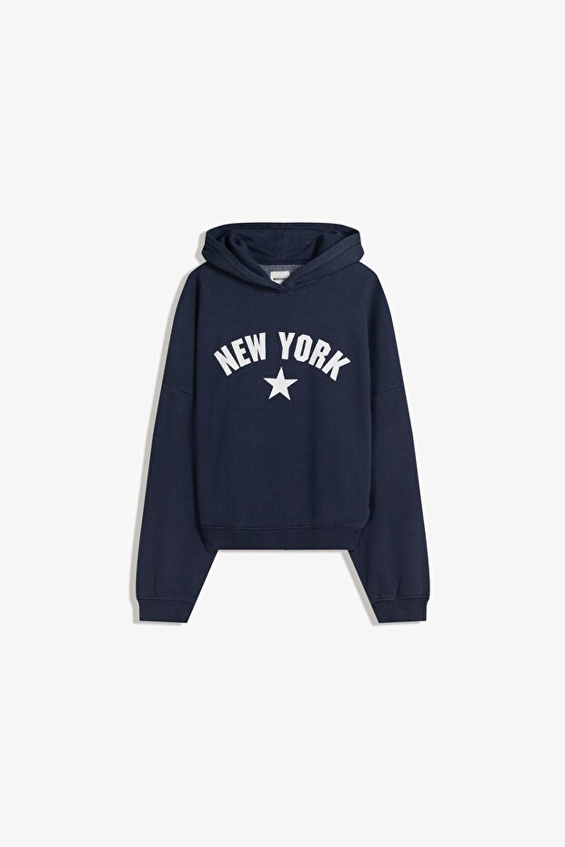 Kapüşonlu baskılı sweatshirt - 2