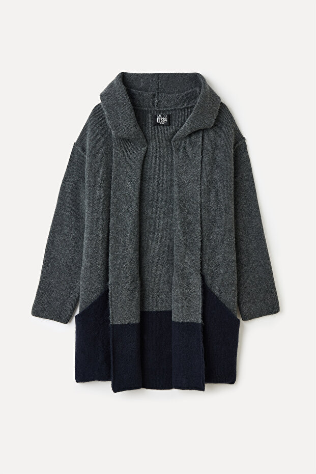 RENK BLOKLU OVERSIZE KAPÜŞONLU HIRKA - 1