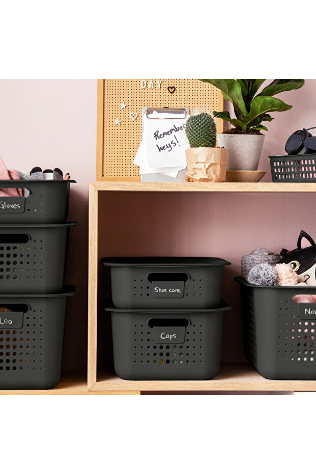 Set of 3 SmartStore Recycled boxes, Gray, different sizes, with lid - 5