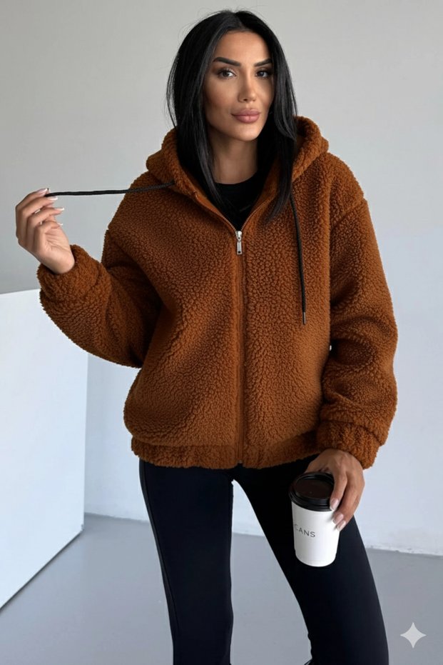 Plush Hooded Bomber Coat 2503 Tarcin