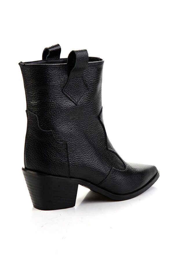Siyah Hakiki Deri Kadın Bot & Bootie K02140000303 - 3