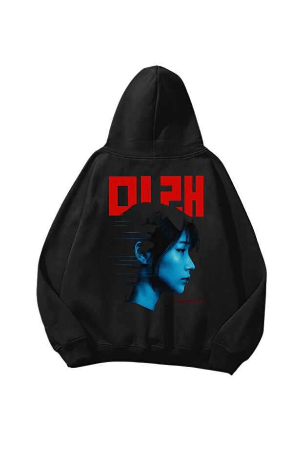 Future Printed Black Oversize Unisex Hoodie Sweatshirt