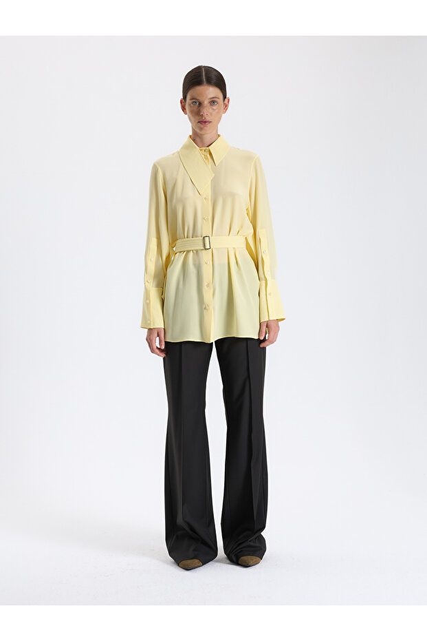 Sarı Kuşaklı Bluz - 1