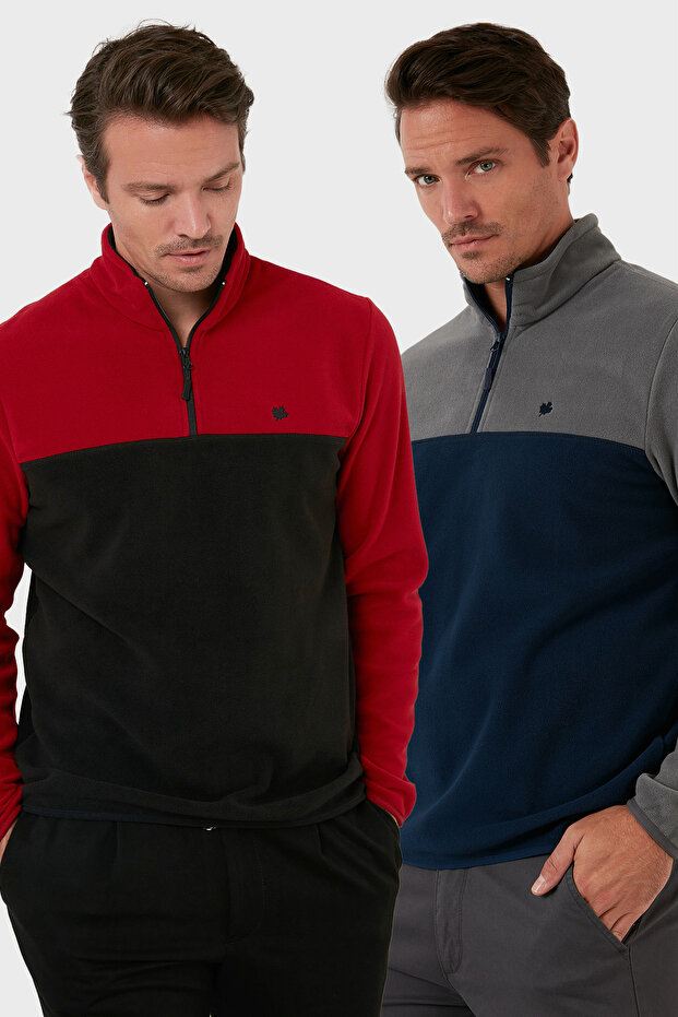 Regular Fit Anti-Pilling Non-Pilling Stand Collar Ribbed 2-Pack Fleece Men's Polar 59