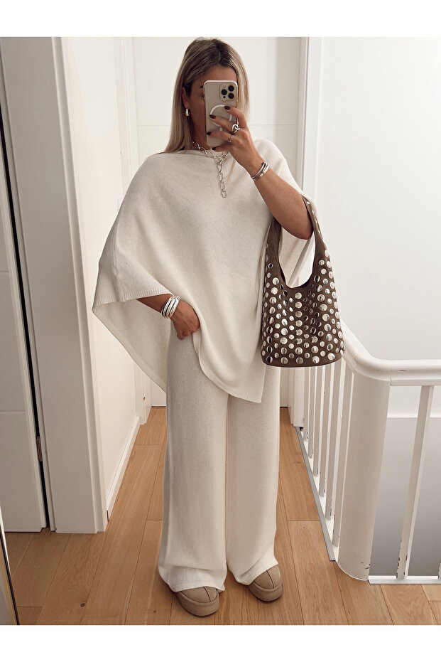 Women's Ecru Premium Yarn Knitwear Pants