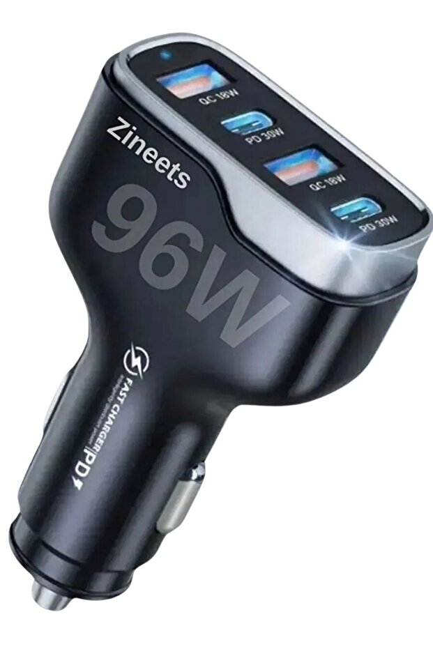 96W Hızlı Şarj 2 Type-c Ve 2 Usb Çıkışlı Araba Çakmaklık Şarj Aleti FAST Android Ve İphone - 1