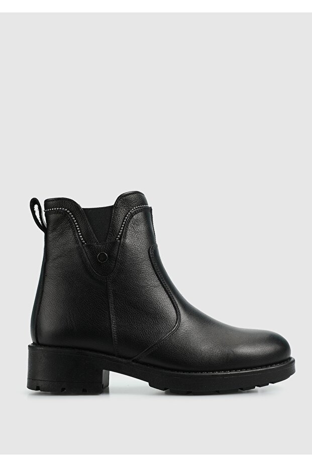 Siyah Deri Kadın Bot - 1