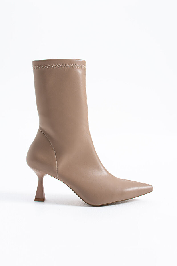 Zlatan Women's Stretch Heeled Boots Beige