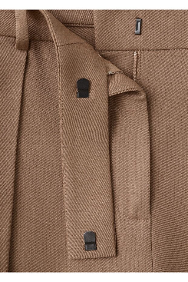 Düz paça pileli pantolon - 6