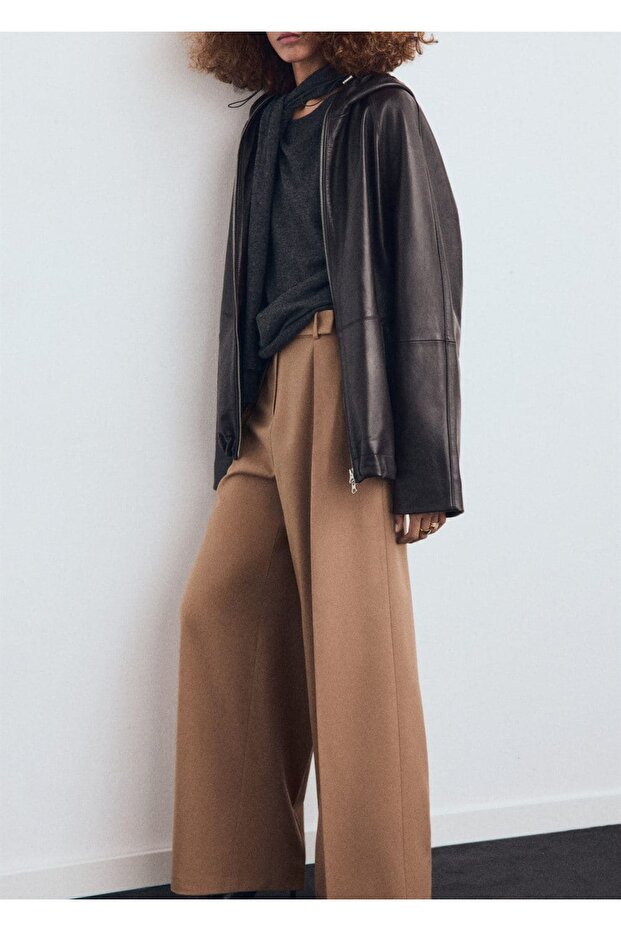 Düz paça pileli pantolon - 1