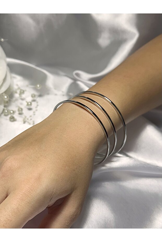 Çelik Üçlü Set Silver Ajda Bilezik - 1