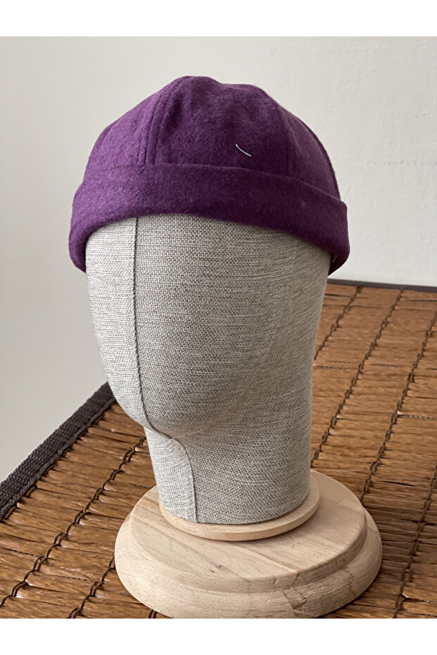 Winter New Style Wool Pocket Retro Hip-Hop Purple Docker Hat Skullcap Hat Skullcap Beanie