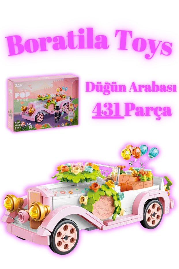 Wedding Car with Balloons Pink Building Toy Construction Toy 431 Pcs