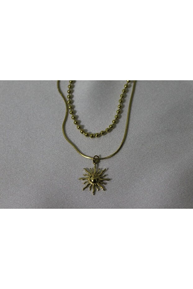 Çift Zincirli Çelik Güneş Kolye - 4