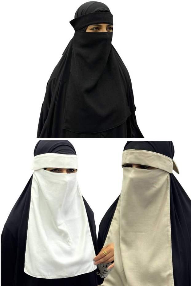 3 Pieces Hijab Medina Silk Eye-Veiled Veil Nikab