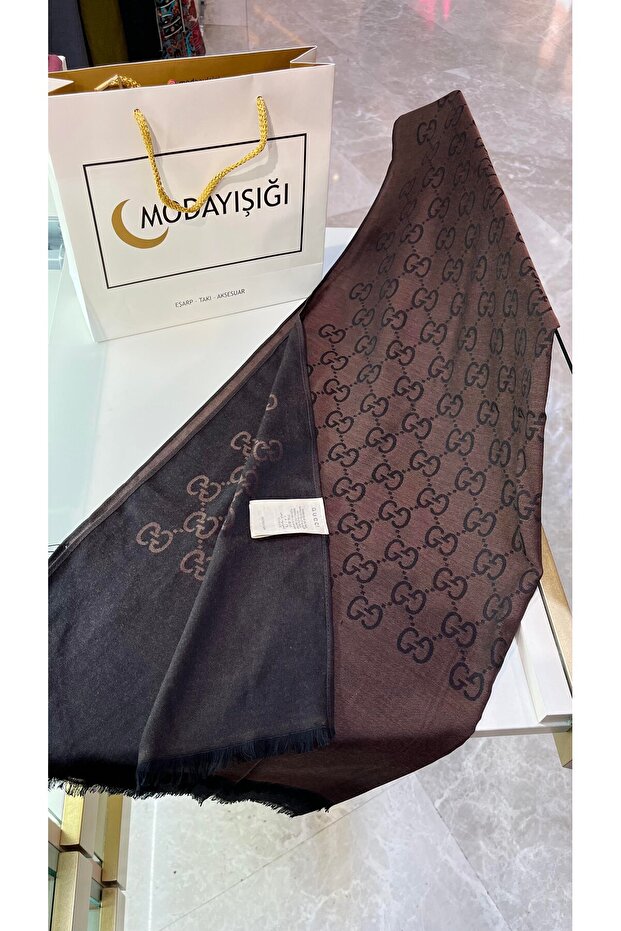 İnce Kumaş G Desen Pamuklu Şal Yün İpek Şal 4 Mevsim Çift Taraflı - 3