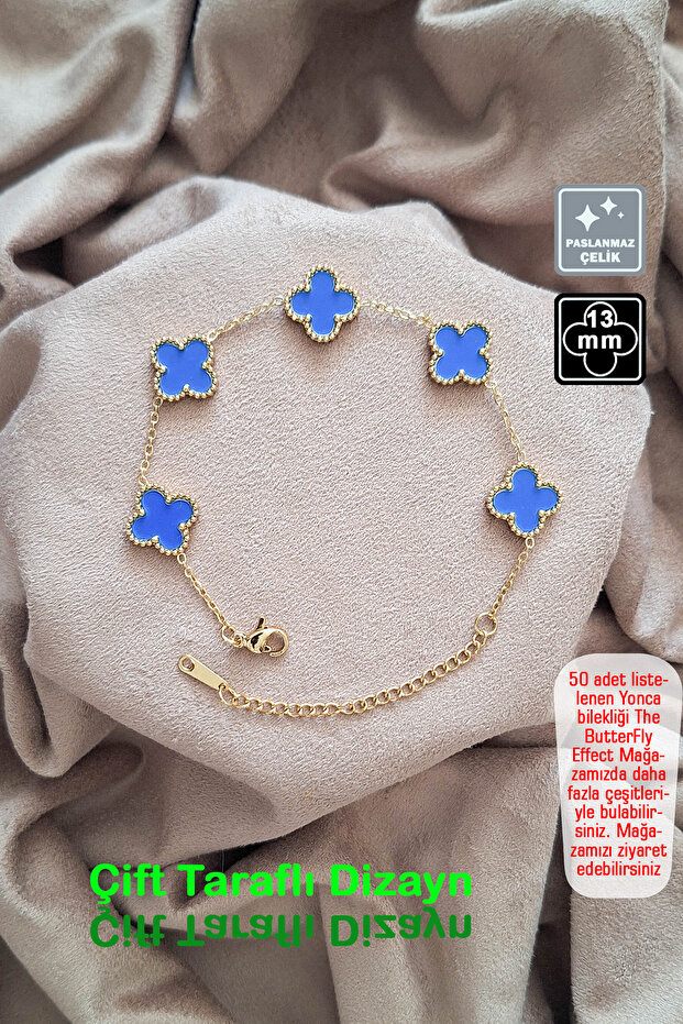 🍀 4 Leaf Clover Steel Bracelet 🎨   Turquoise Gold