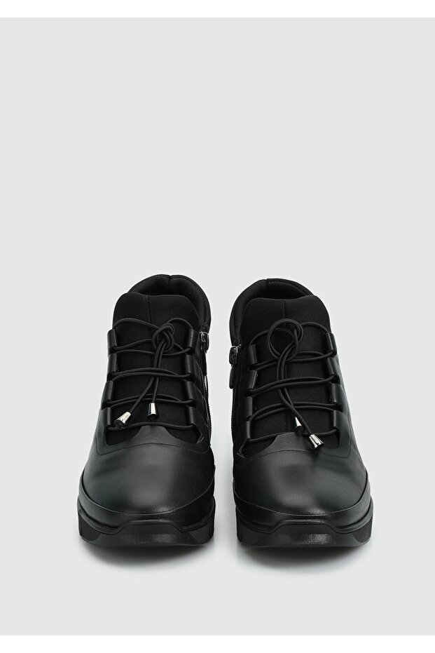 Siyah Deri Kadın Bot - 3