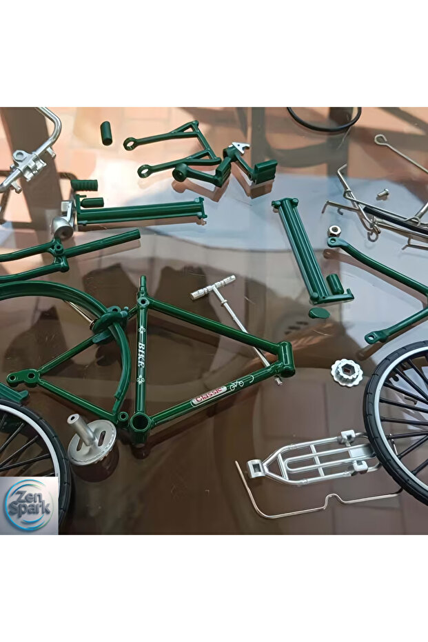 Vintage Yeşil Bisiklet Model Yapı Kiti, Şişirme Aparatlı-Gerçekçi Mini Replika, Yetişkinler İçin - 6