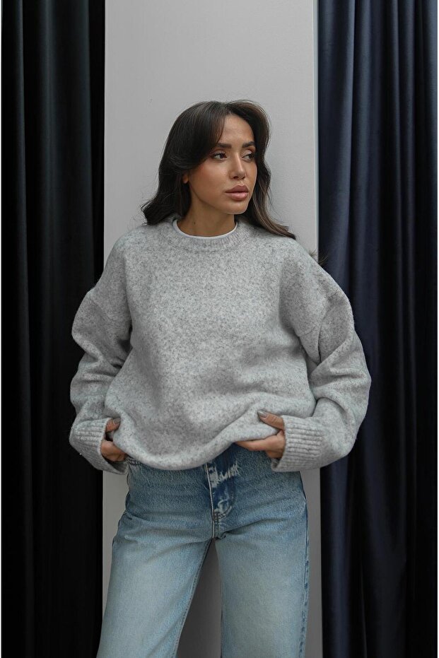 Gray Wool Blend Sweater - 2