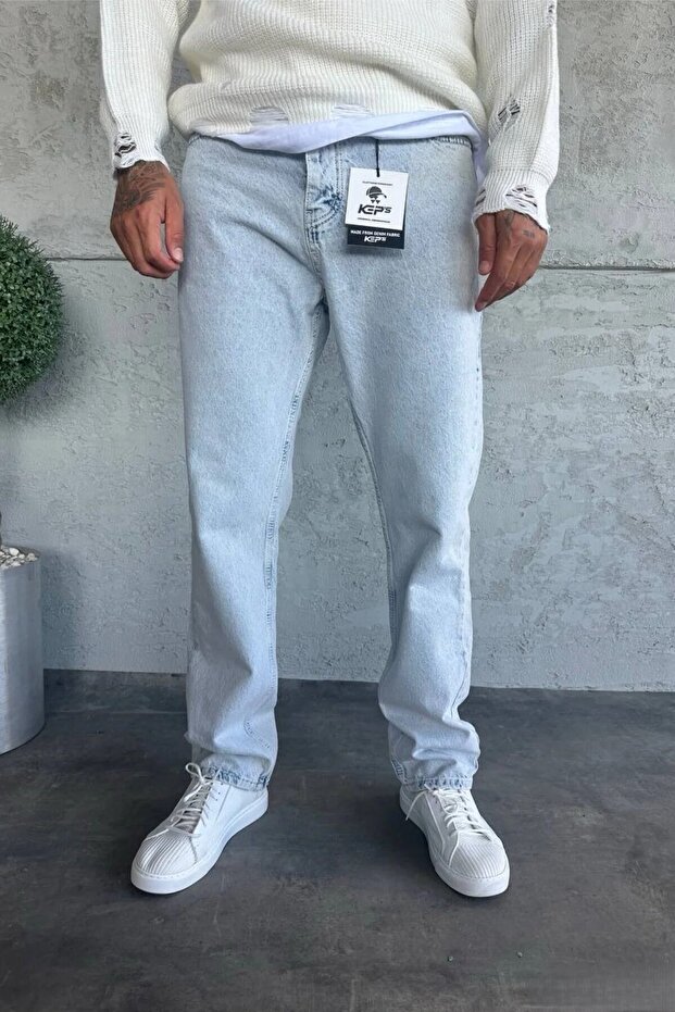 Men's Baggy Fit Snow Wash Denim Jean Pants Ke-145