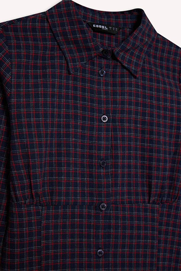 Coool Fitted Dokulu Uzun Kollu Kareli Gömlek G3035AX25WN - 2