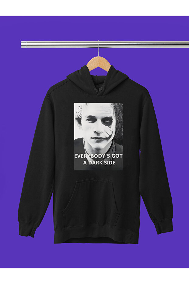 Joker Quotes Printed Cotton Long Sleeve Ribbed 3-Ply Hooded Sweatshirt