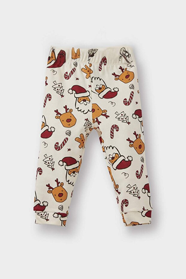 Erkek Bebek Pijama Takımı Yılbaşı Temalı Uzun Kollu Üst Uzun Alt F0557A525AU - 2