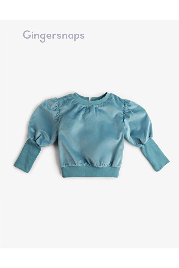 بلوزة ملائمة بأكمام منتفخة - 1