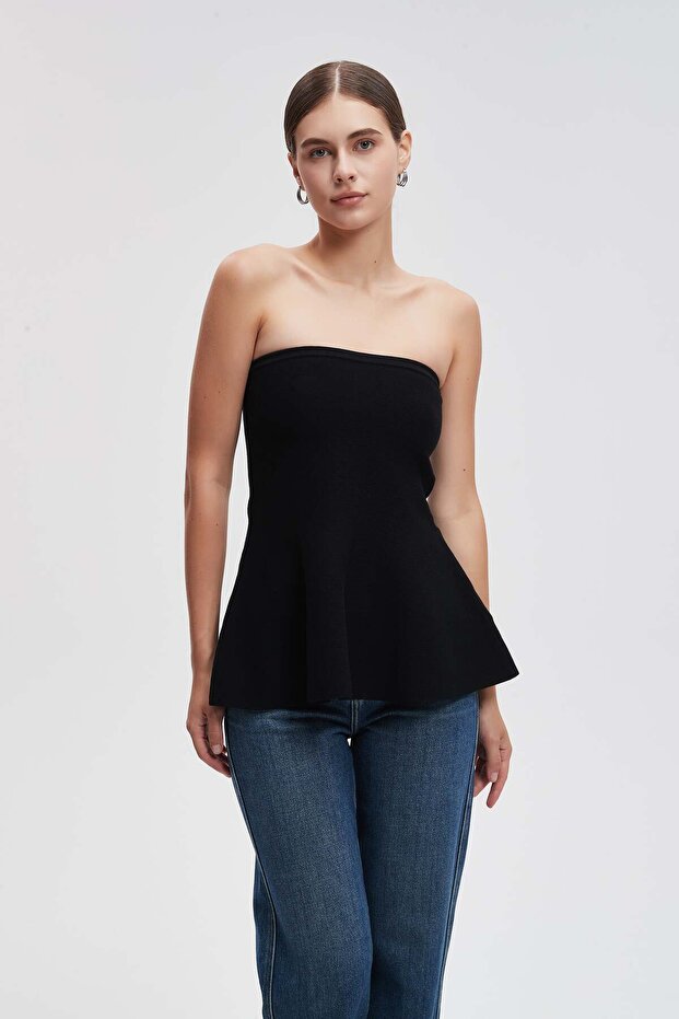 Ruffled Hem Solid Blouse - 2