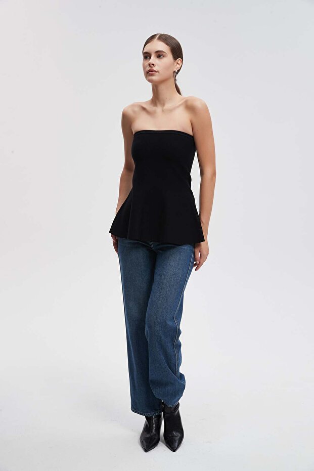 Ruffled Hem Solid Blouse - 3